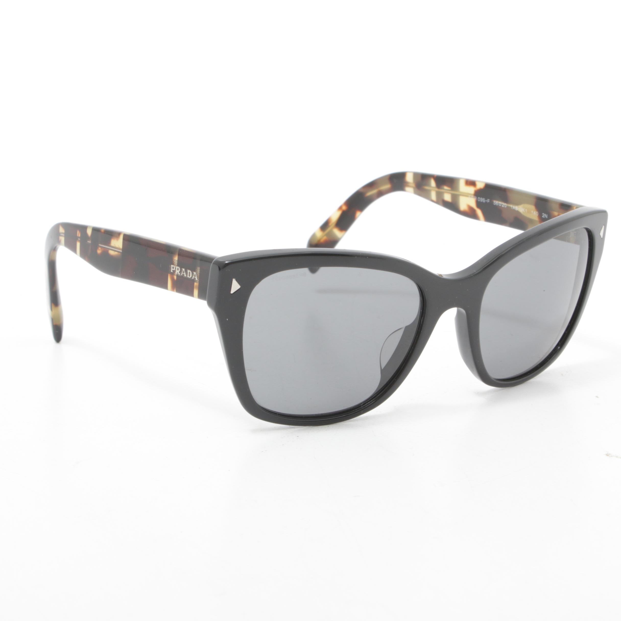 Prada Black and Tortoise Shell Sunglasses, Made in Italy