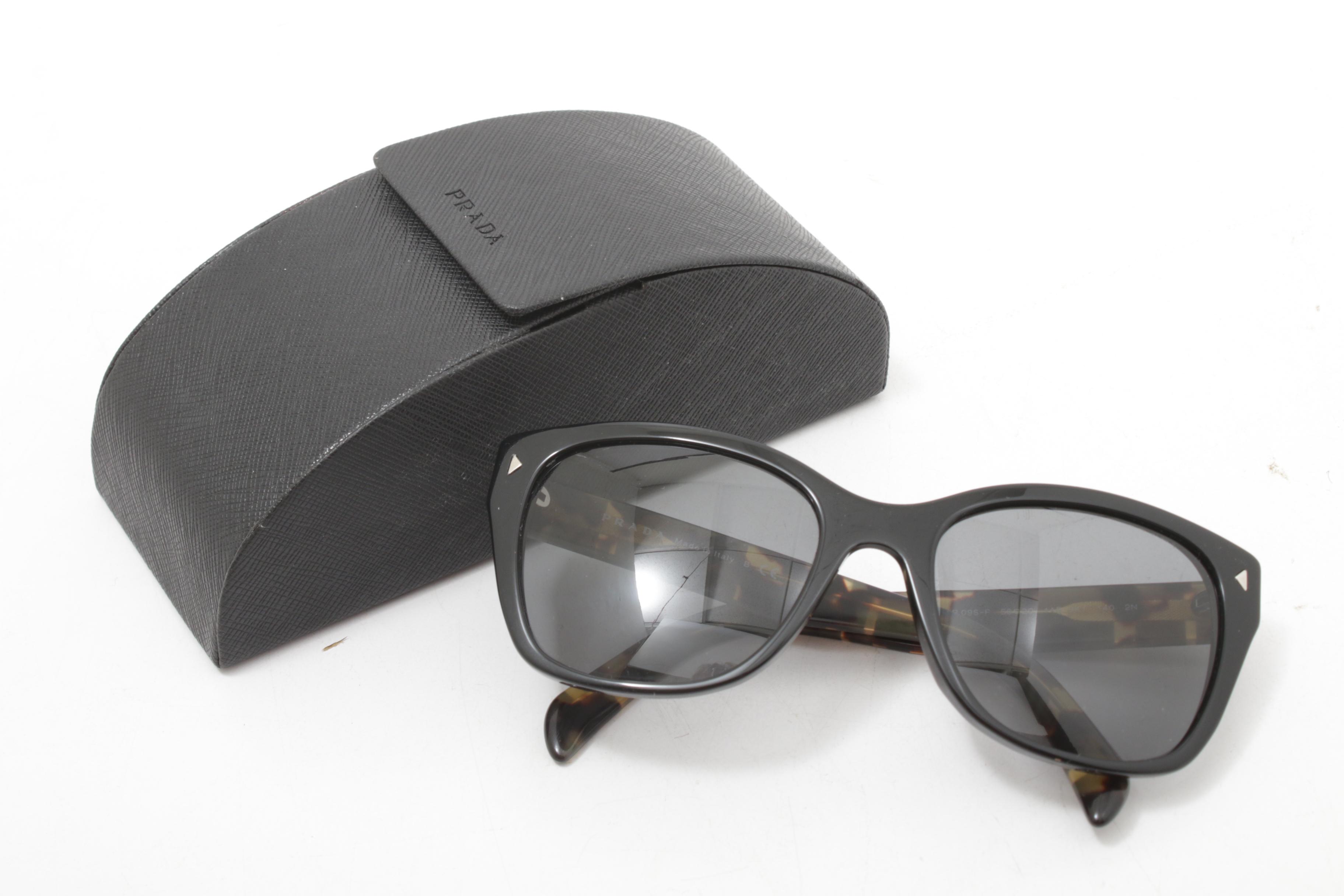 Prada Black and Tortoise Shell Sunglasses, Made in Italy