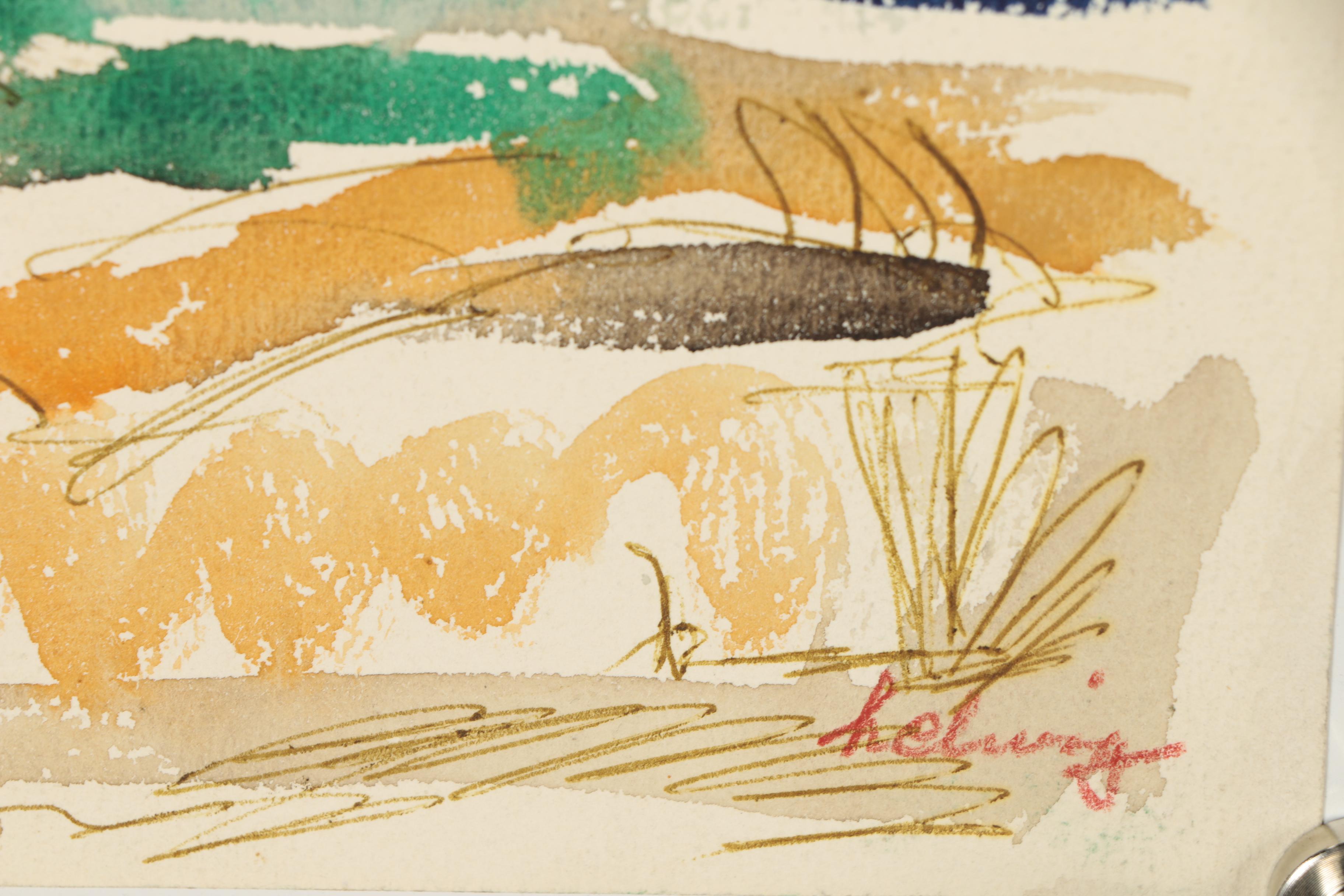 Arthur Helwig Watercolor Painting of Abstract Nautical Scene