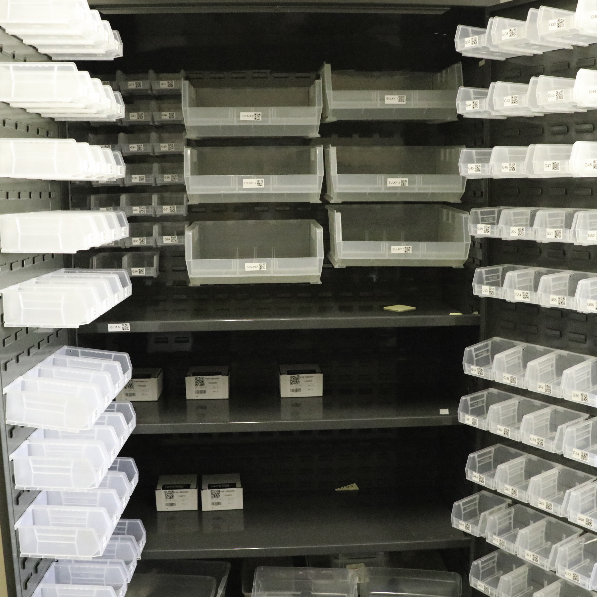 ULine Industrial Metal Storage Cabinet with Plastic Bins