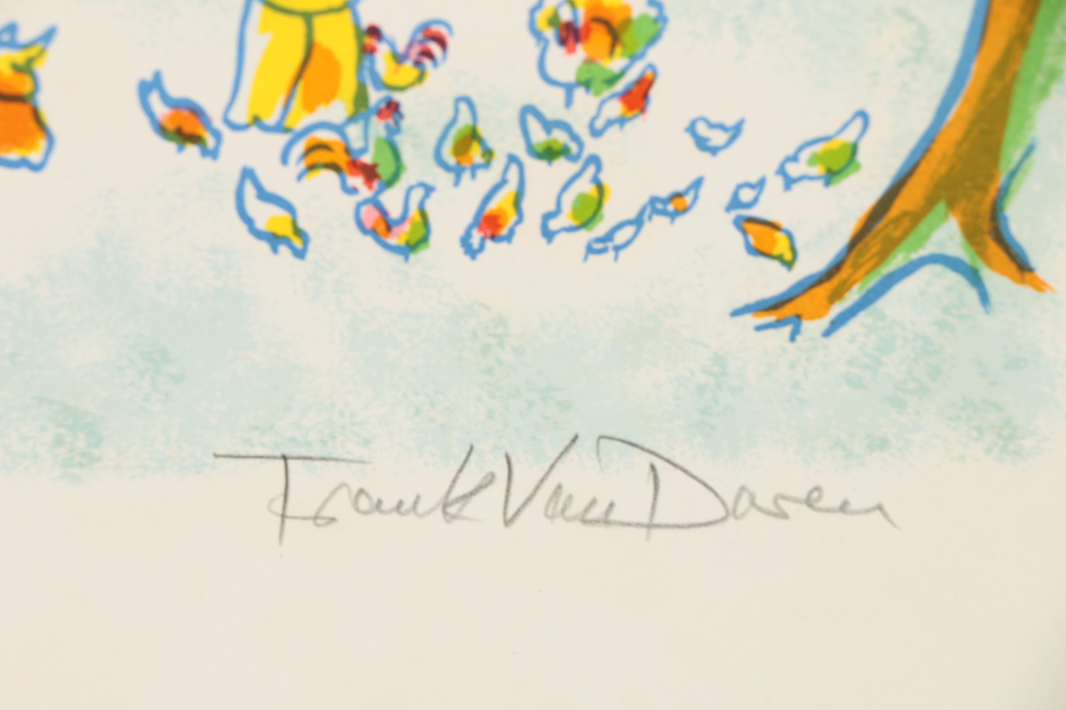 Frank Van Doren Color Lithograph of a Winter Farm