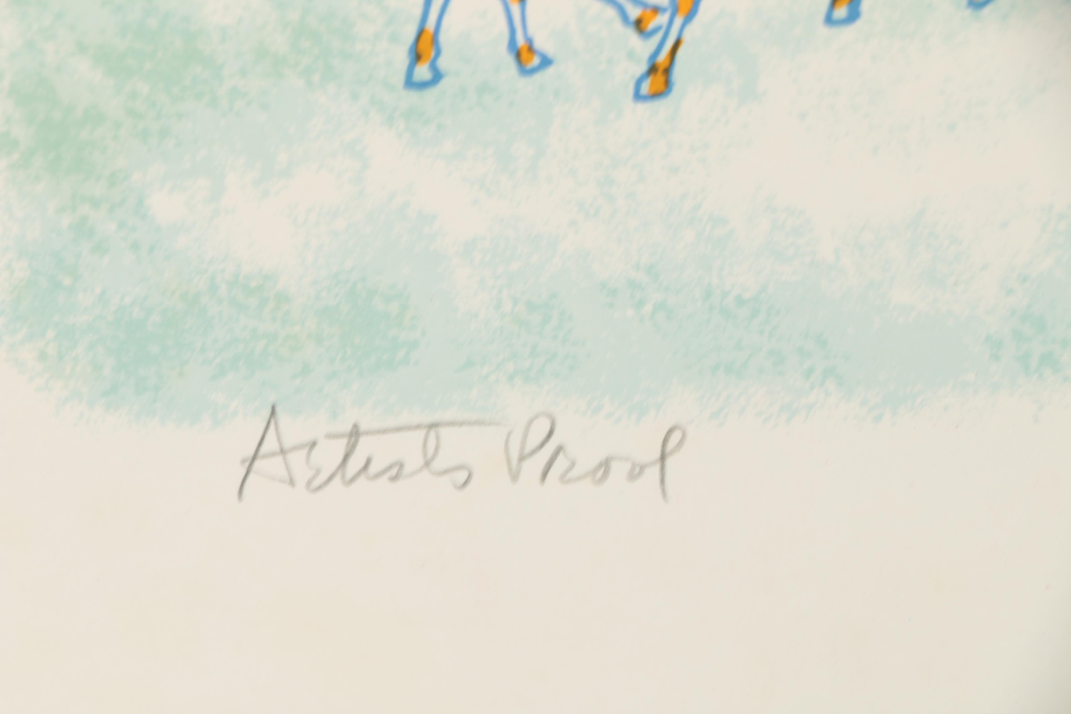 Frank Van Doren Color Lithograph of a Winter Farm