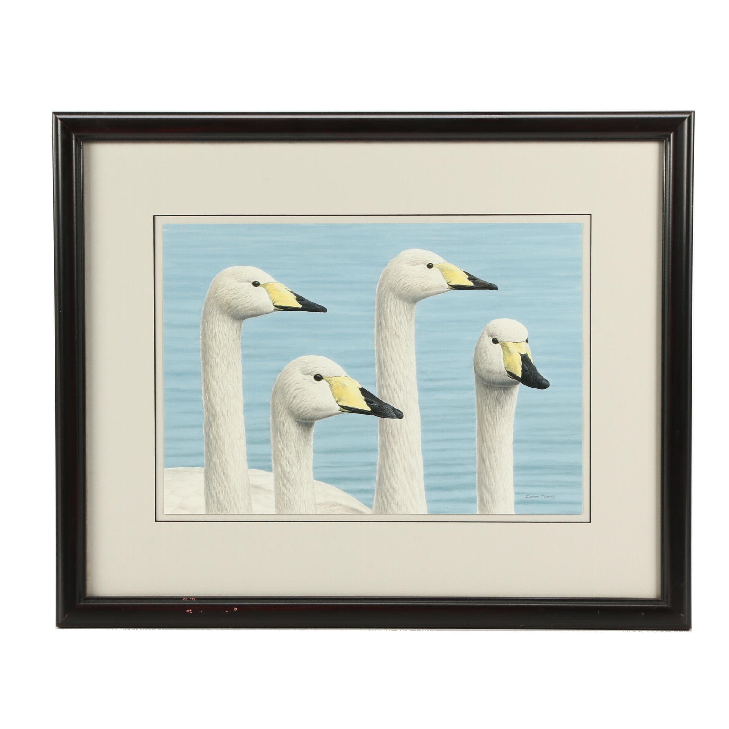 Simon Turvey Watercolor Painting of Geese