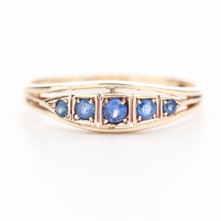 14K Yellow Gold Sapphire Ring