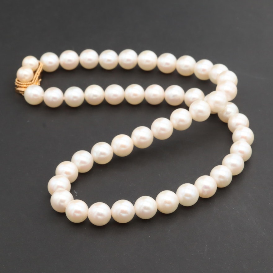 14K Yellow Gold Cultured Pearl Strand Necklace