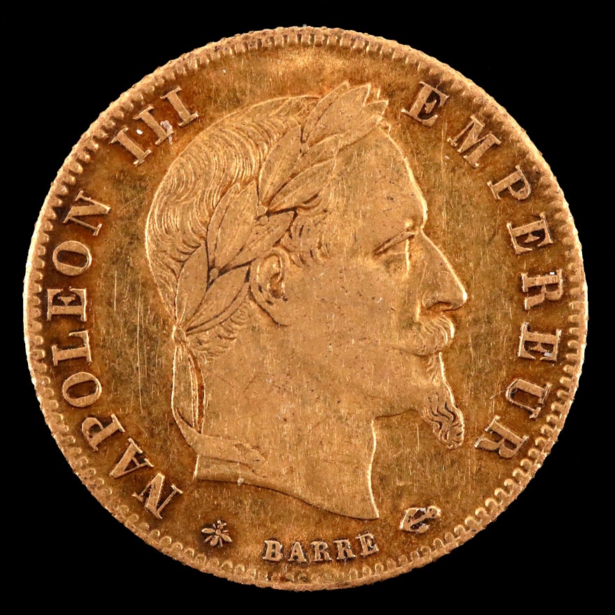 1864-A France Five Francs Gold Coin