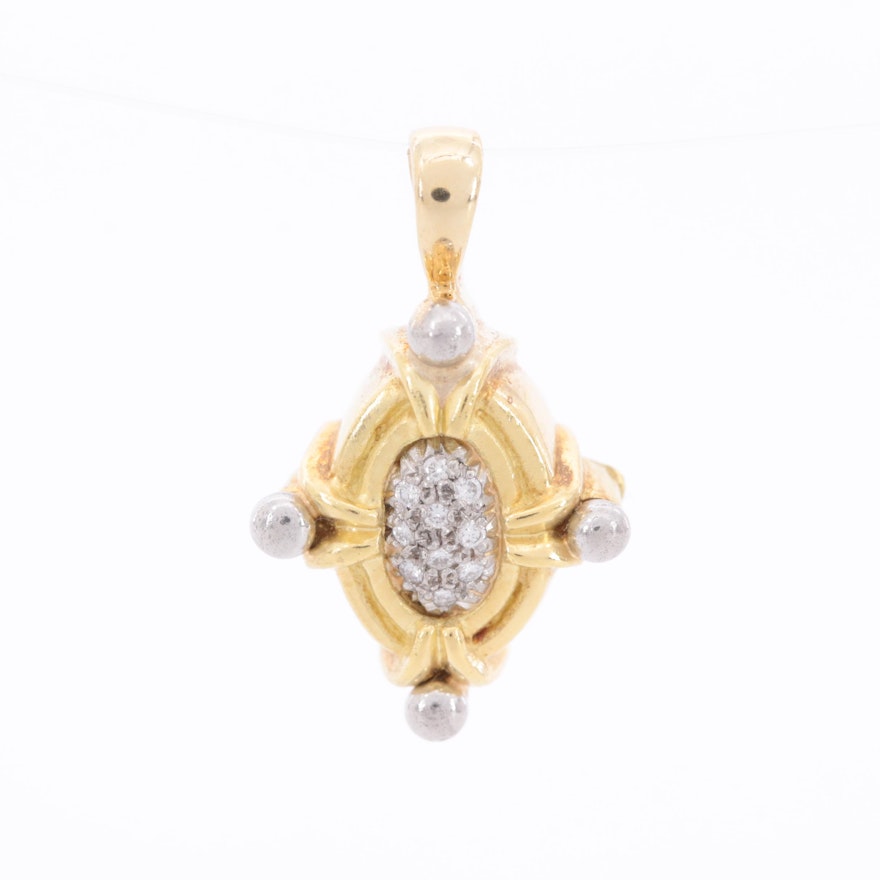 18K Yellow Gold Pavé Diamond Sliding Pendant