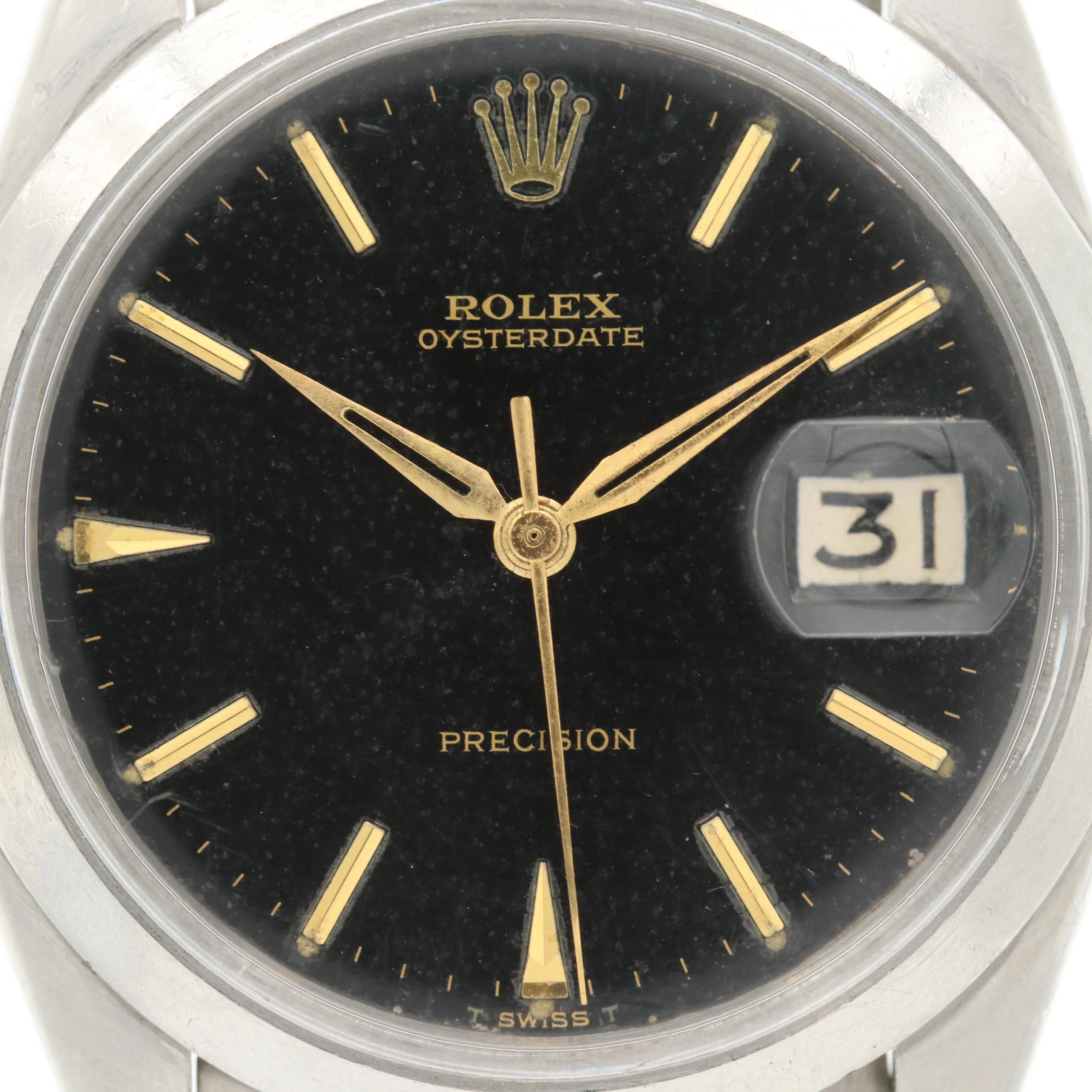 Vintage Rolex Oyster Date Precision Stainless Steel Stem Wind Watch, 1964