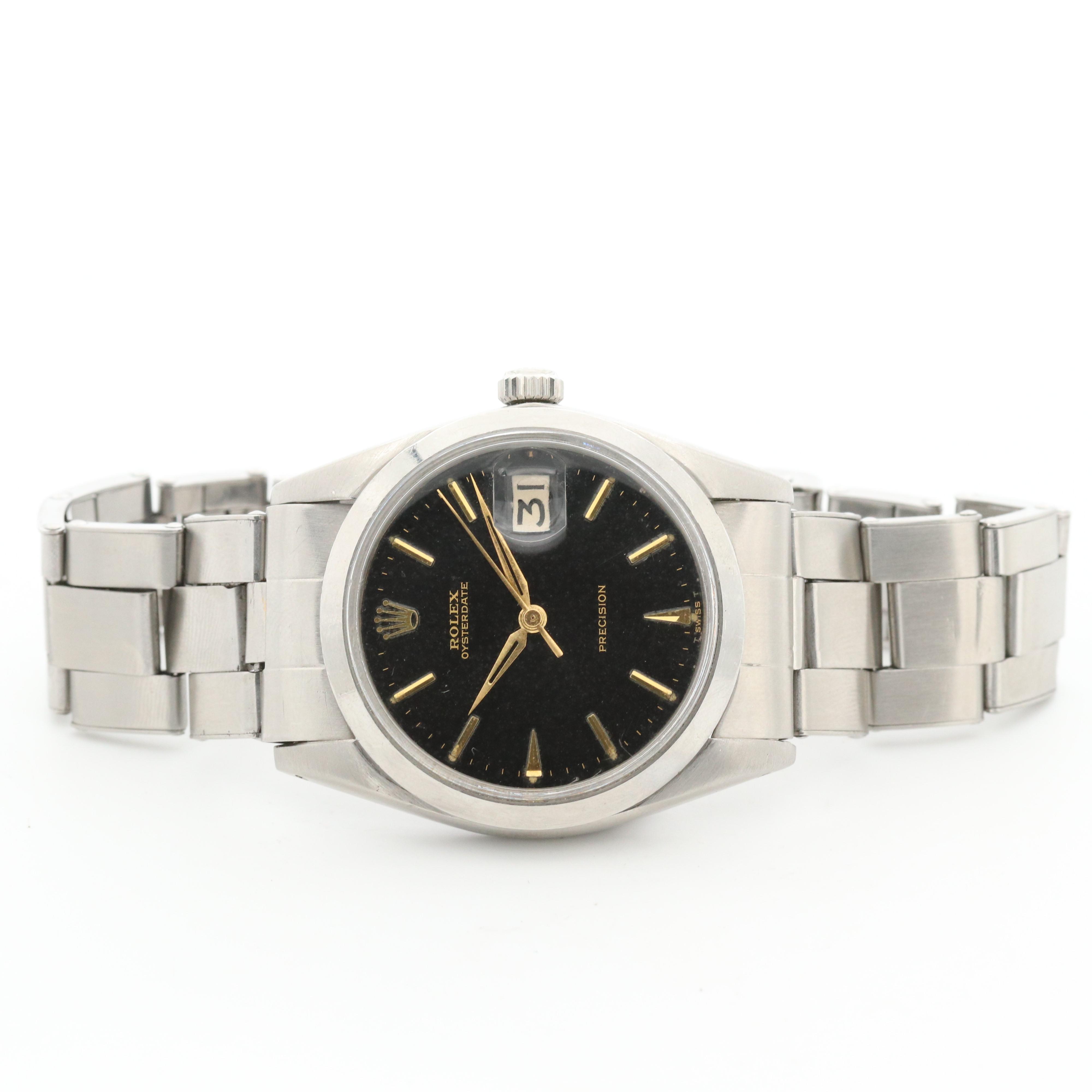 Vintage Rolex Oyster Date Precision Stainless Steel Stem Wind Watch, 1964