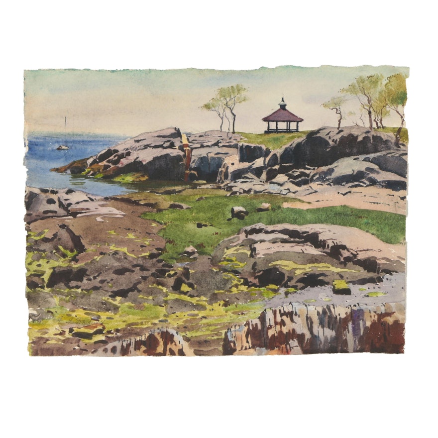 Edmond Fitzgerald Landscape Watercolor Painting "Manor Park Lookout"