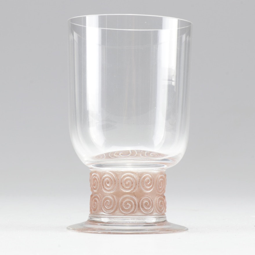 Rene Lalique "Chinon" Frosted Stem Crystal Wine Glass