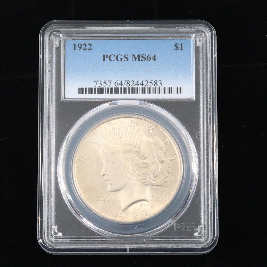 PCGS Graded MS64 1922 Peace Silver Dollar