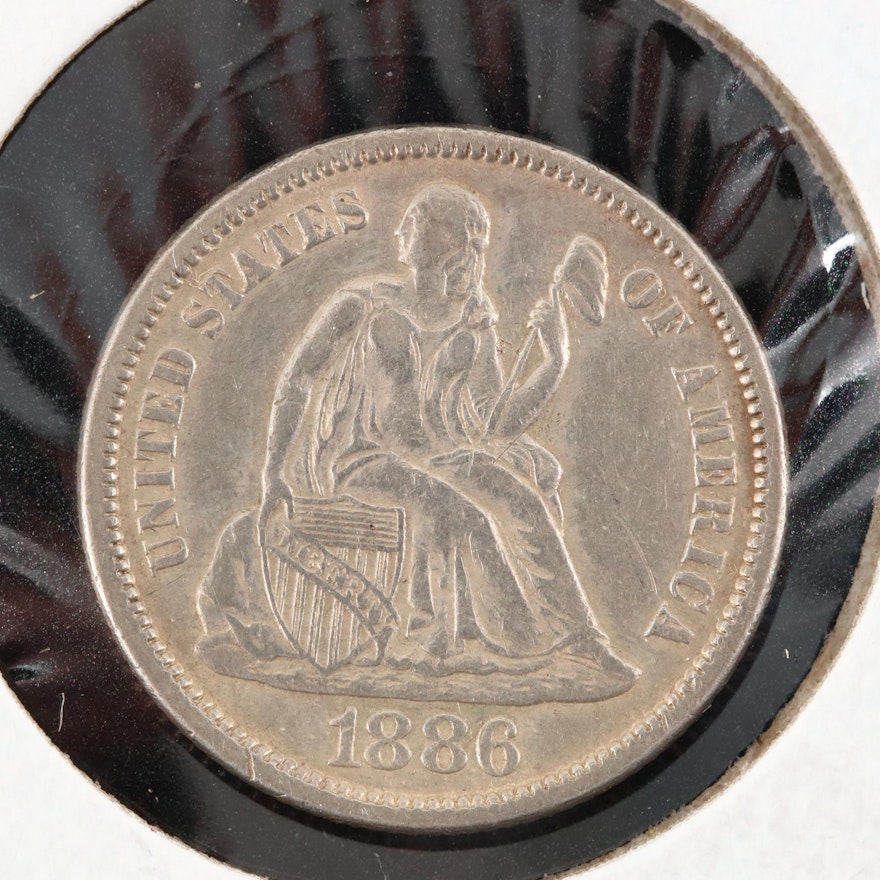 An 1886 Liberty Seated Silver Dime