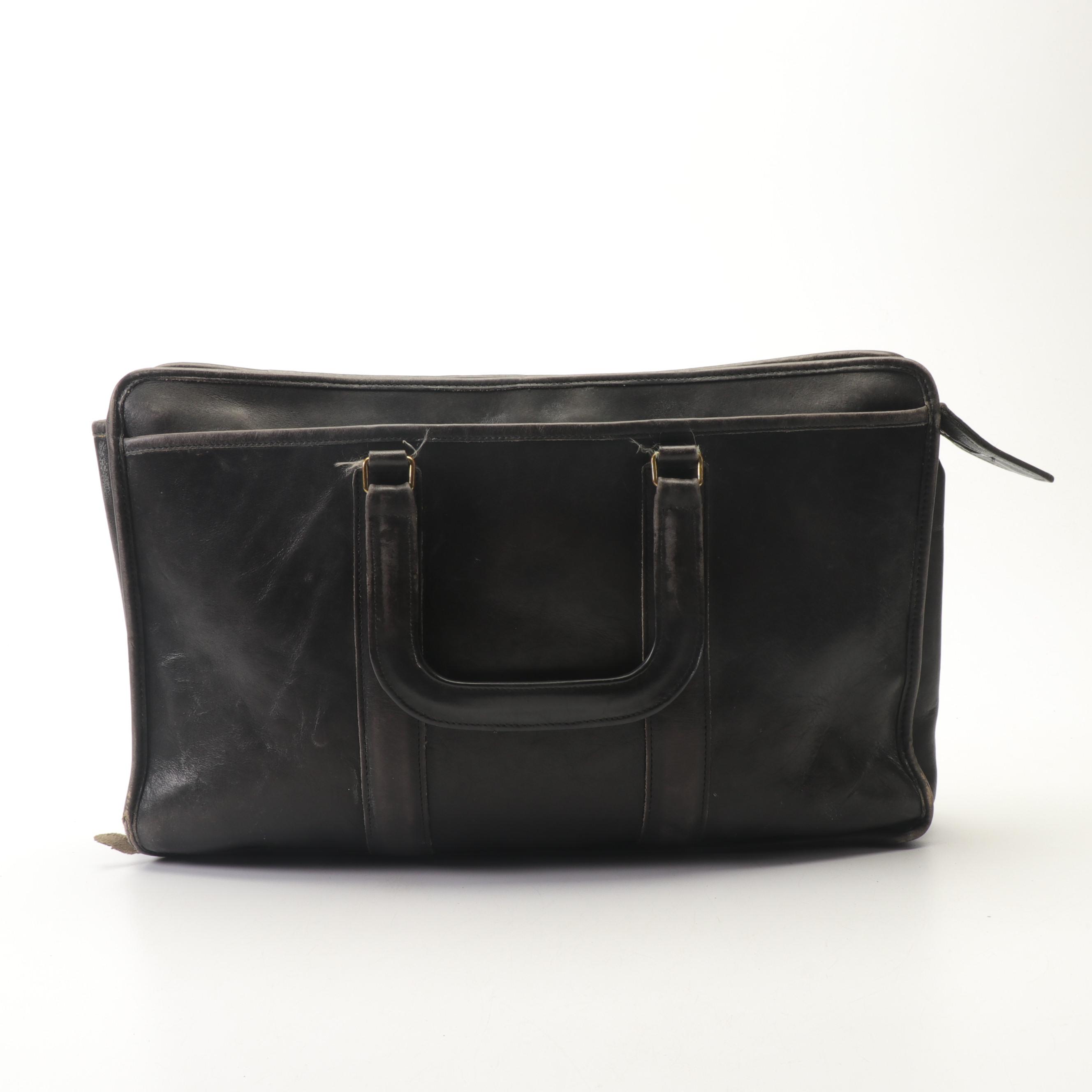 Coach Black Leather Briefcase, Vintage