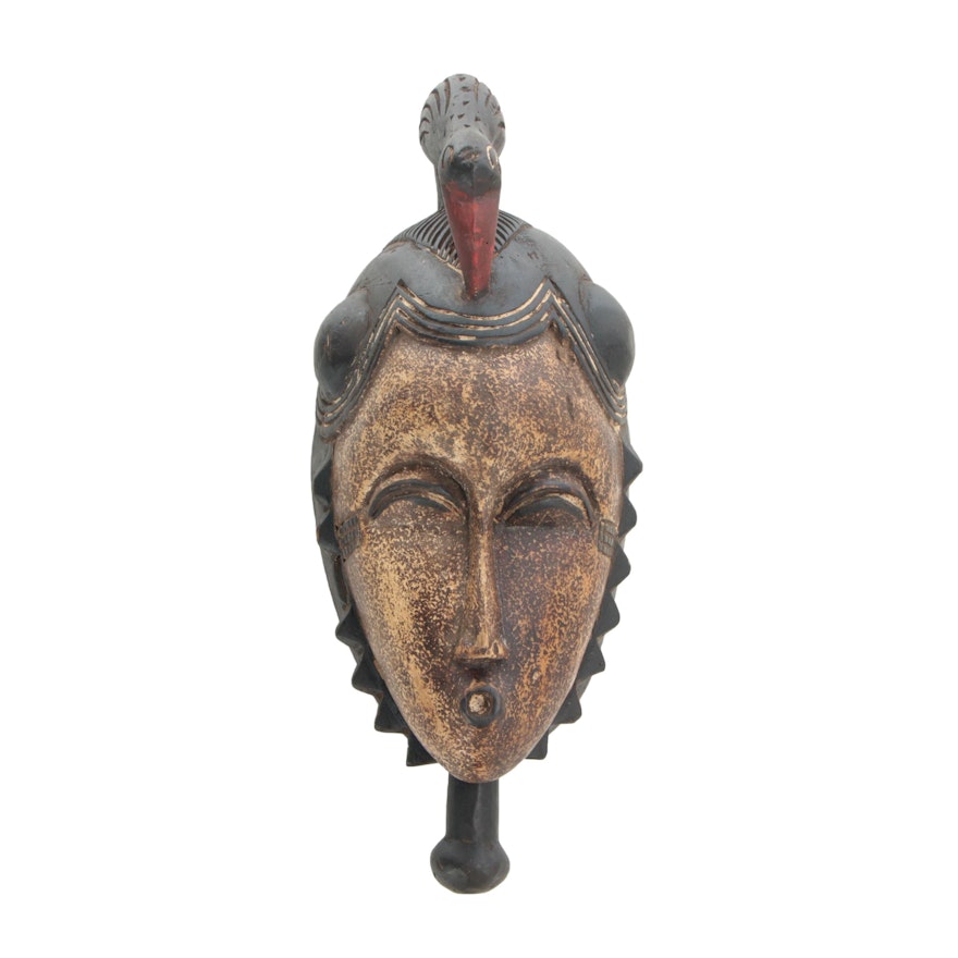 West African Baule Style Hand-Carved Wooden Mask
