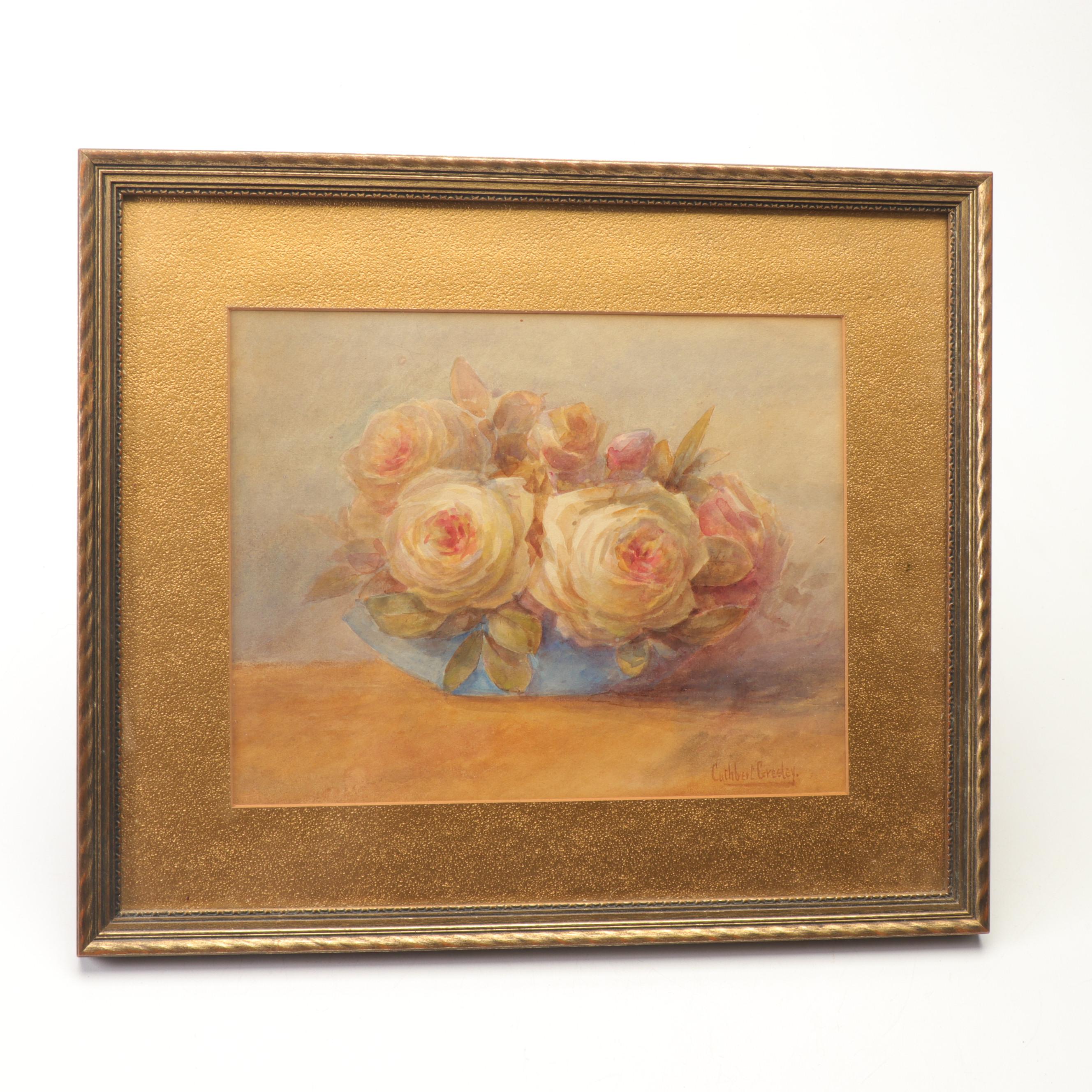 Pair of Cuthbert Gresley Rose Still Life Watercolors