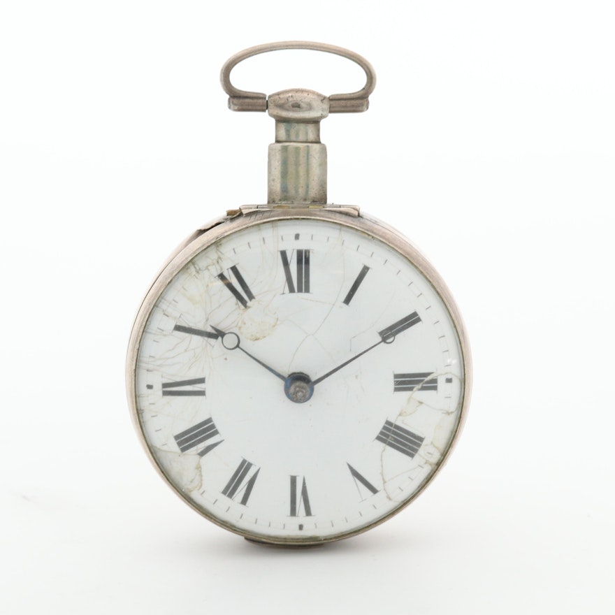 Antique Sterling Silver English Pocket Watch