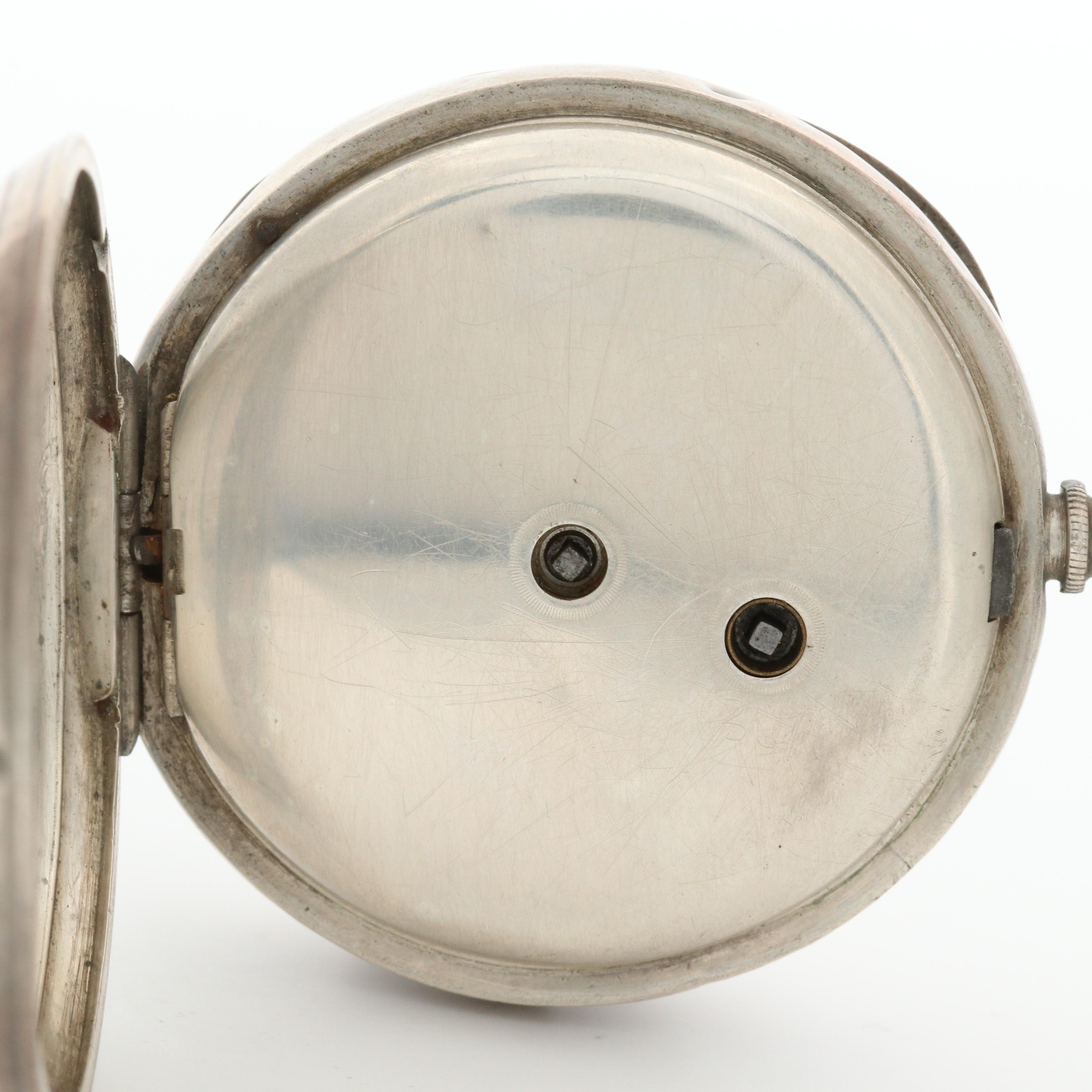 Antique Kendal & Dent Sterling Silver Open Face Pocket Watch