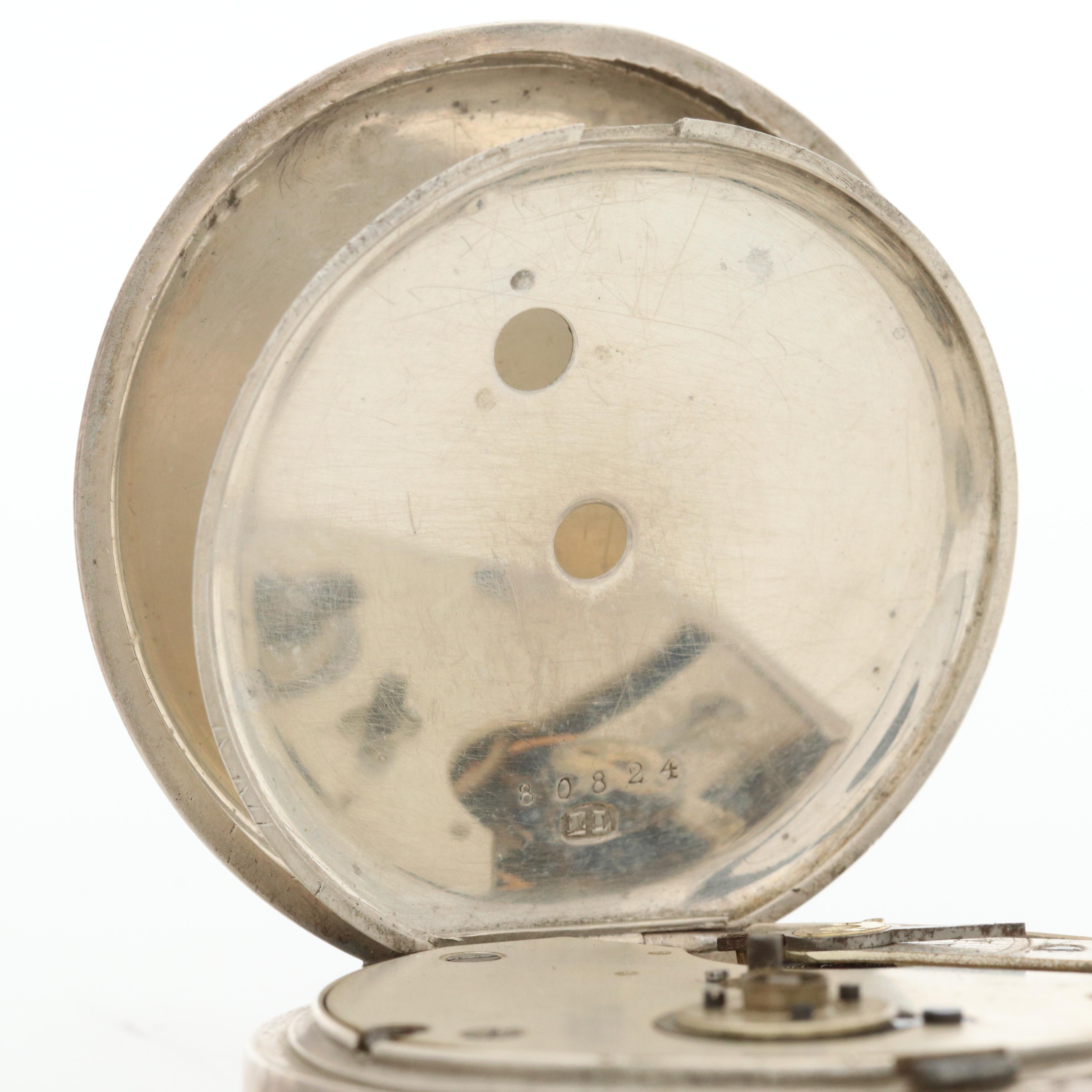 Antique Kendal & Dent Sterling Silver Open Face Pocket Watch