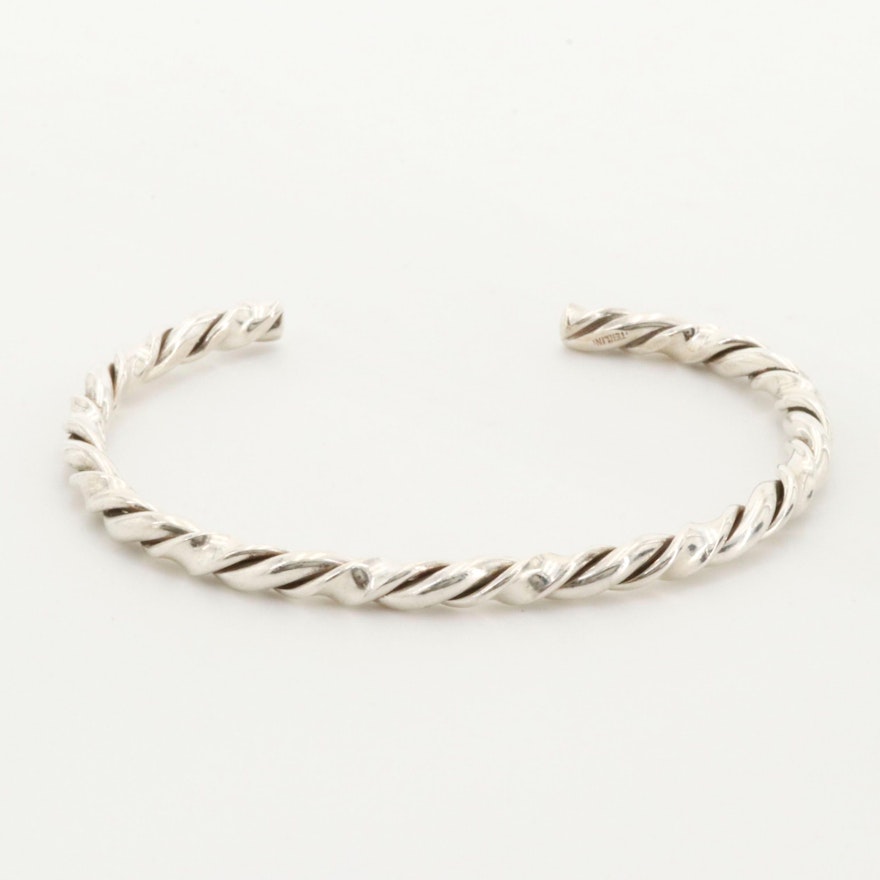 Sterling Silver Forged Twist Bangle