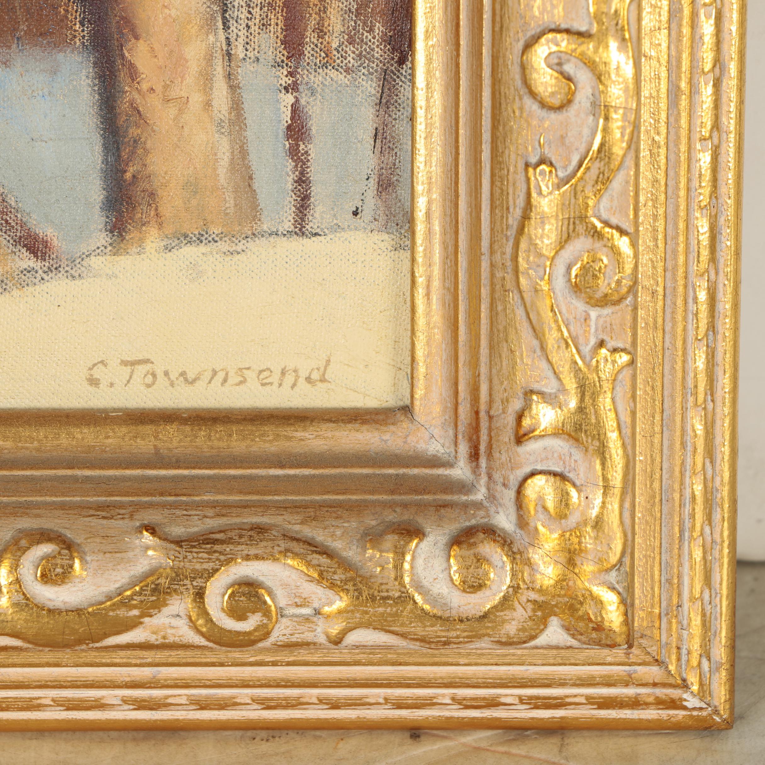 Charles Townsend Painting of Cincinnati Mt. Adams with Immaculata Church