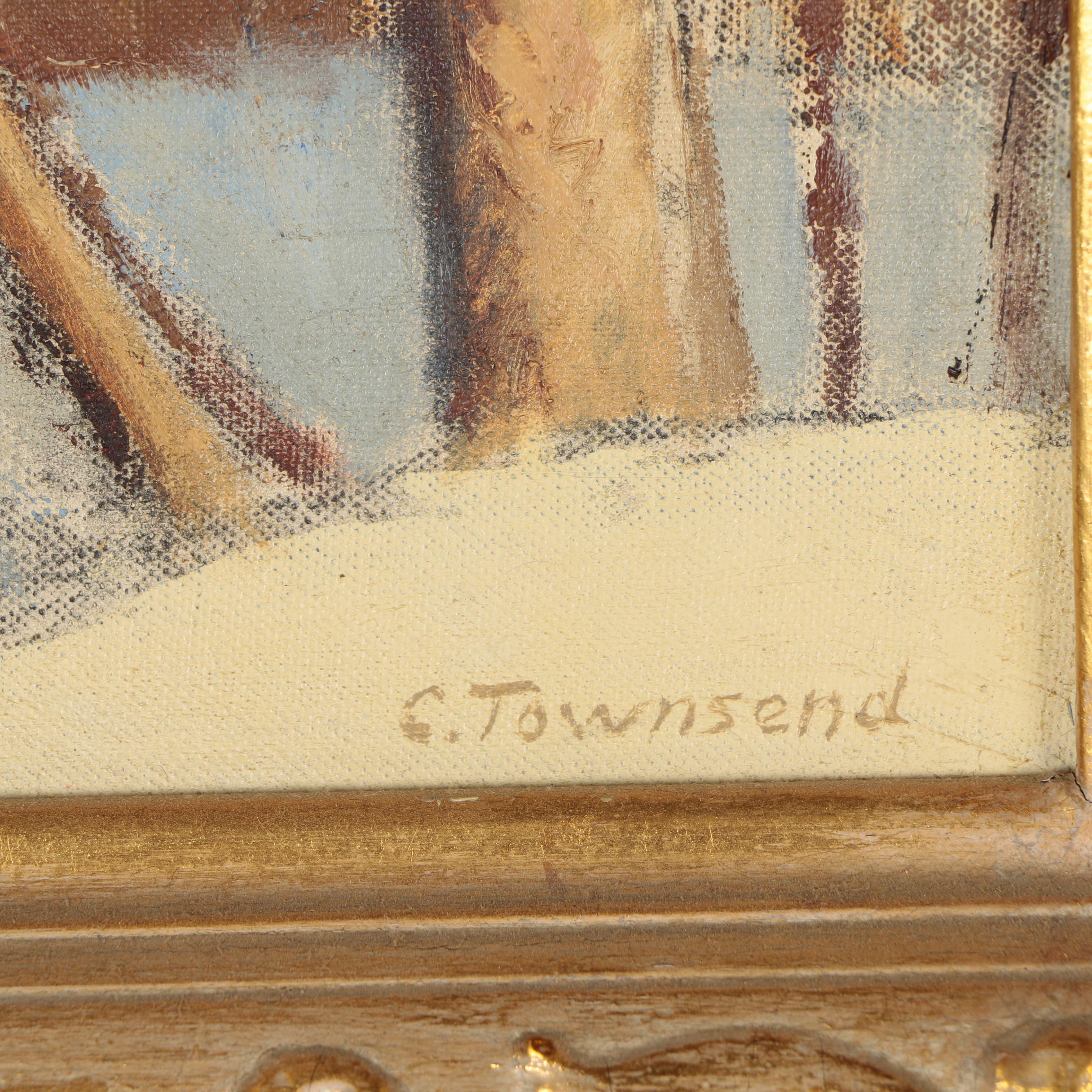 Charles Townsend Painting of Cincinnati Mt. Adams with Immaculata Church