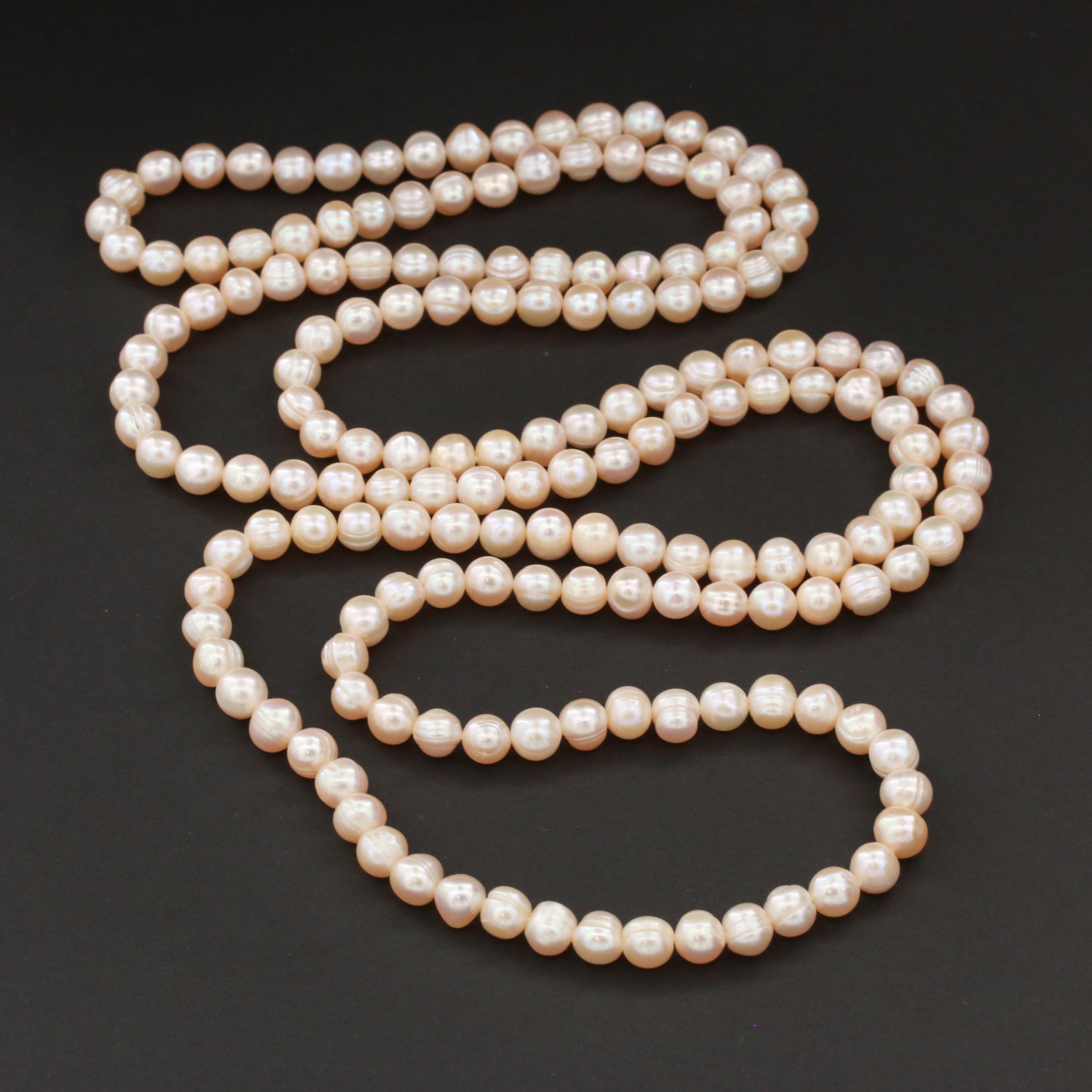 Cultured Pearl Strand Hand Knotted Endless Necklace