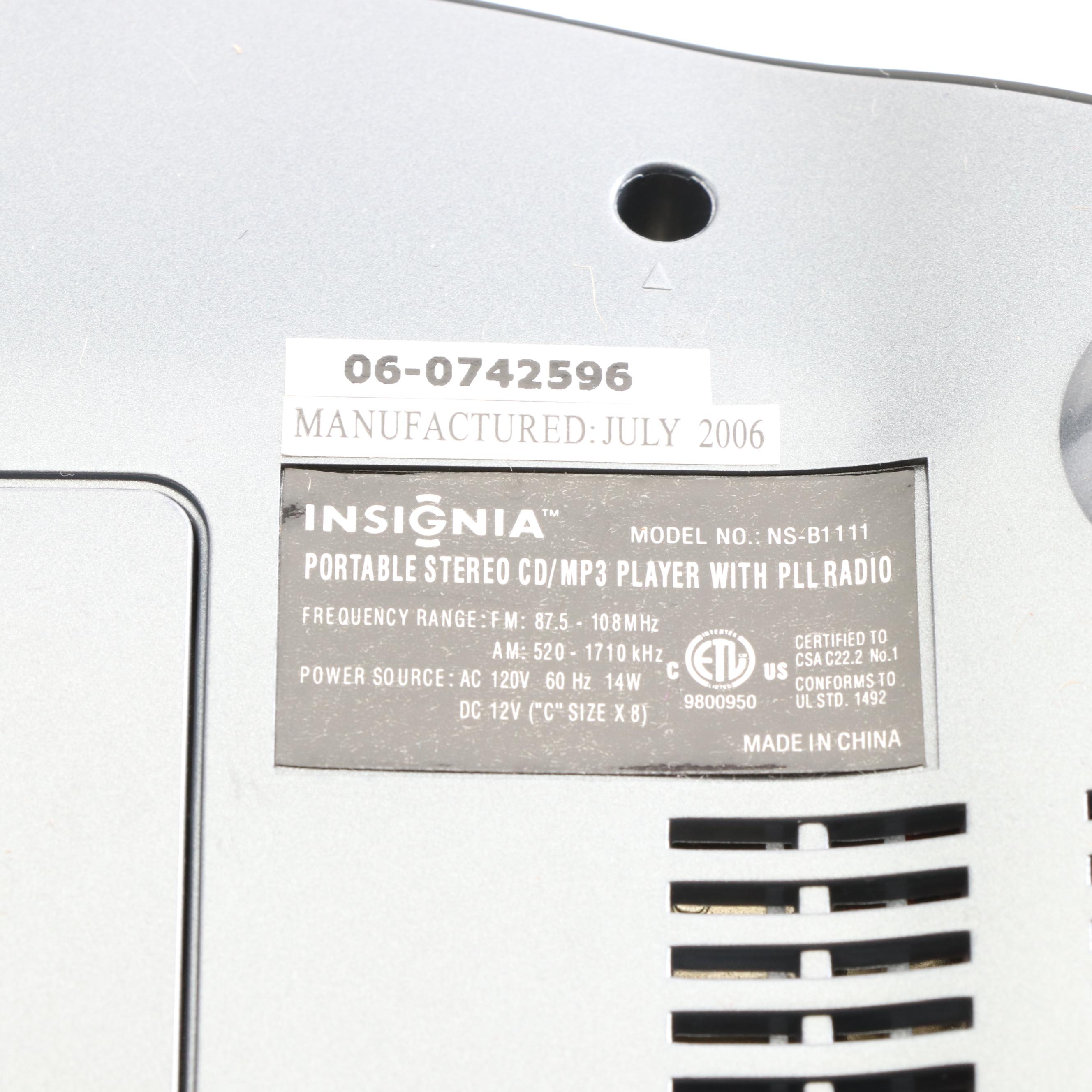 Insignia Radio, CD and MP3 Player