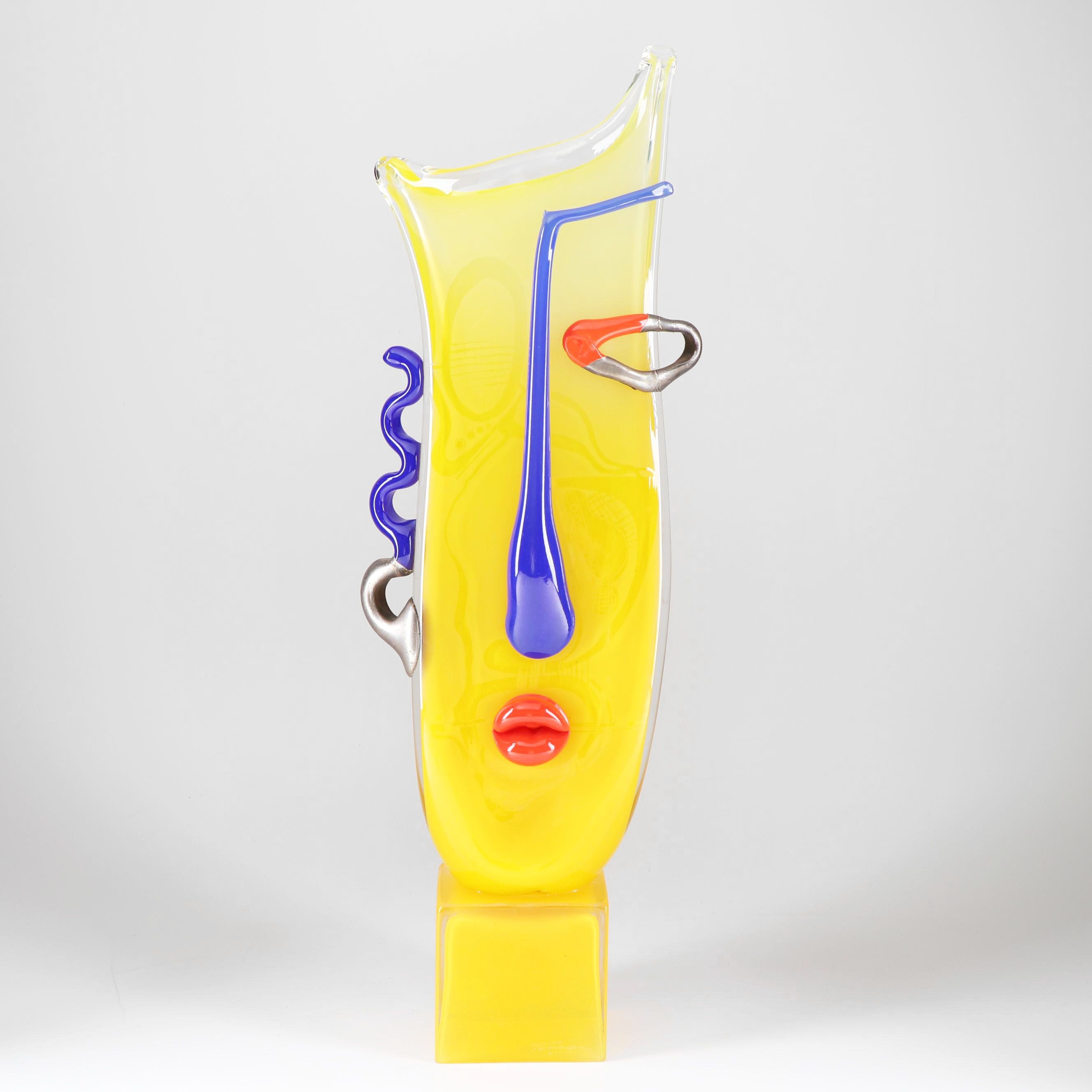 Ion Tamaian Art Glass Sculpture "Printesa Cap Patr.Pe Soclu"