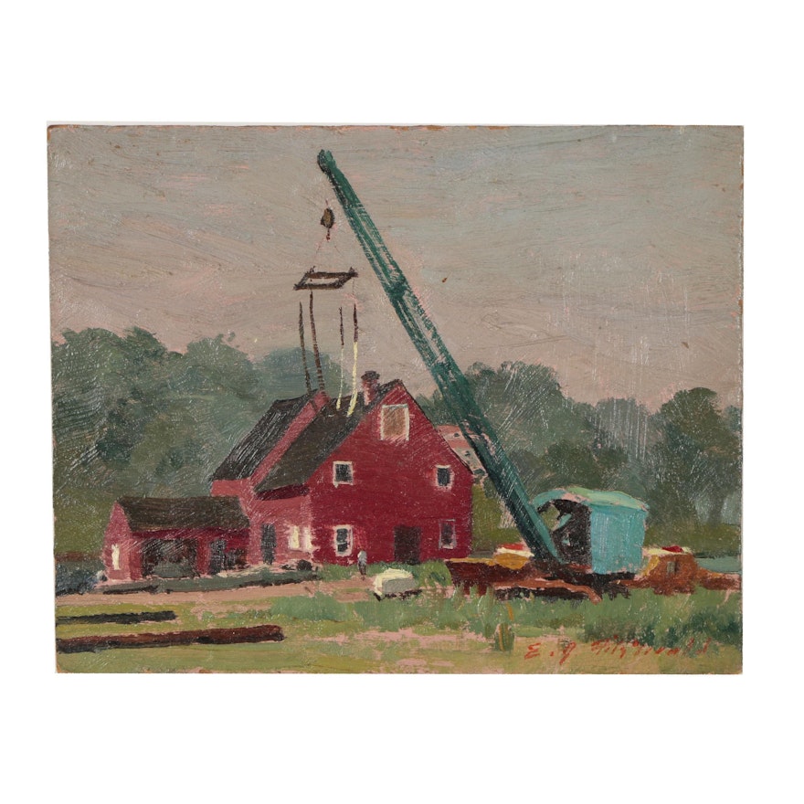 Edmond Fitzgerald Oil Painting of Farm Scene