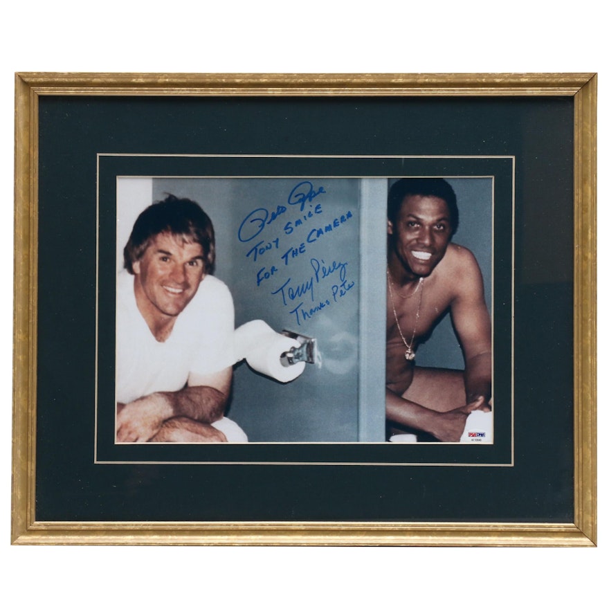 Framed Pete Rose and Tony Perez Signed and Inscribed Photo Print  COA