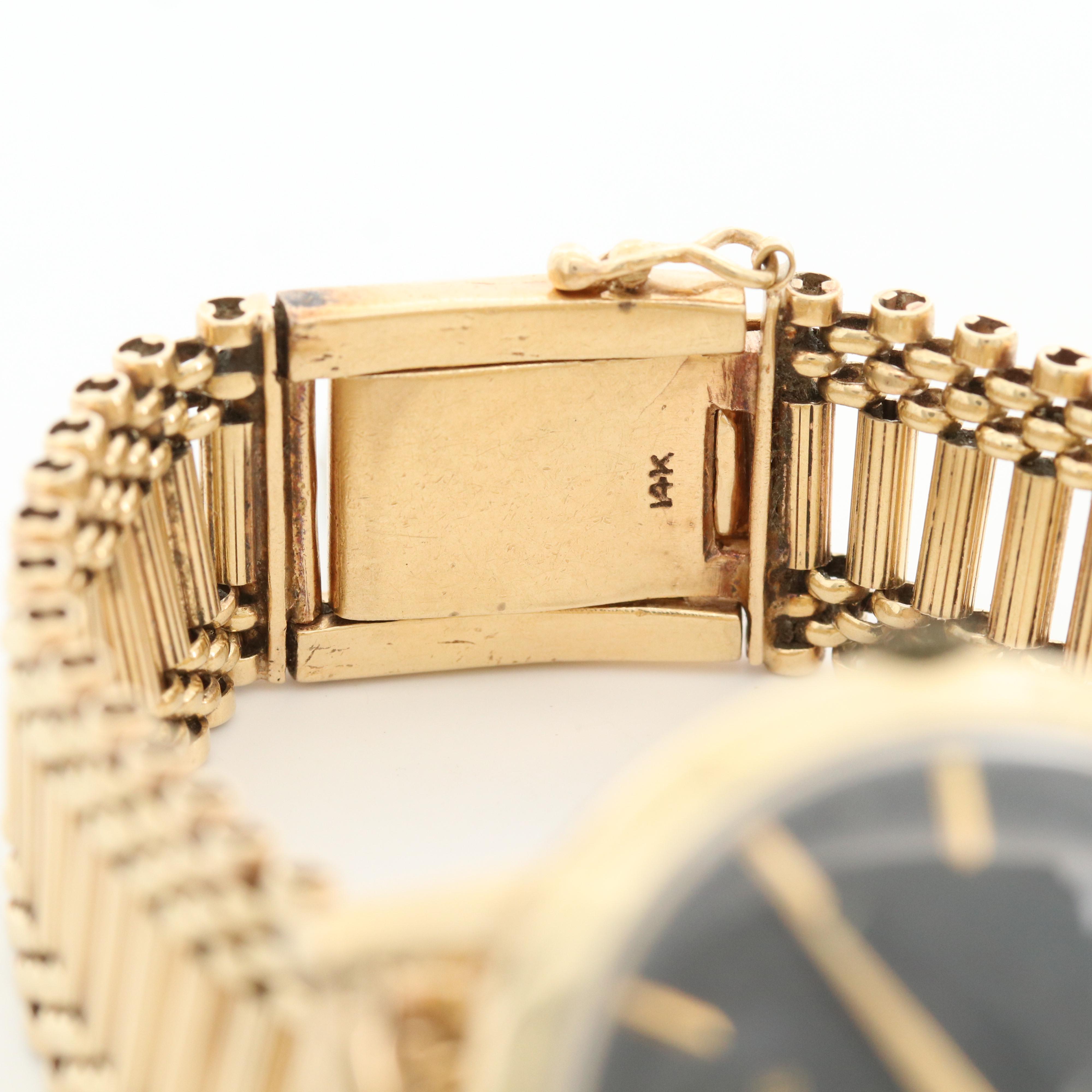 Vintage LeCoultre 14K Gold Stem Wind Wristwatvch