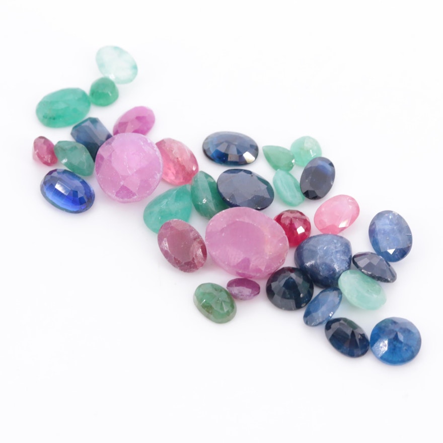 Loose 30.00 CTW Gemstones Including Ruby, Sapphire and Emerald