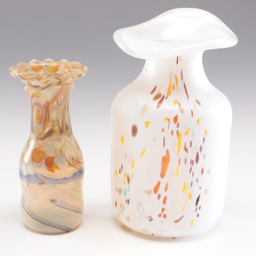 Hand Blown Art Glass Vases, Contemporary