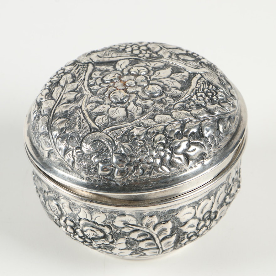 Repousse 800 Silver Vanity Jar