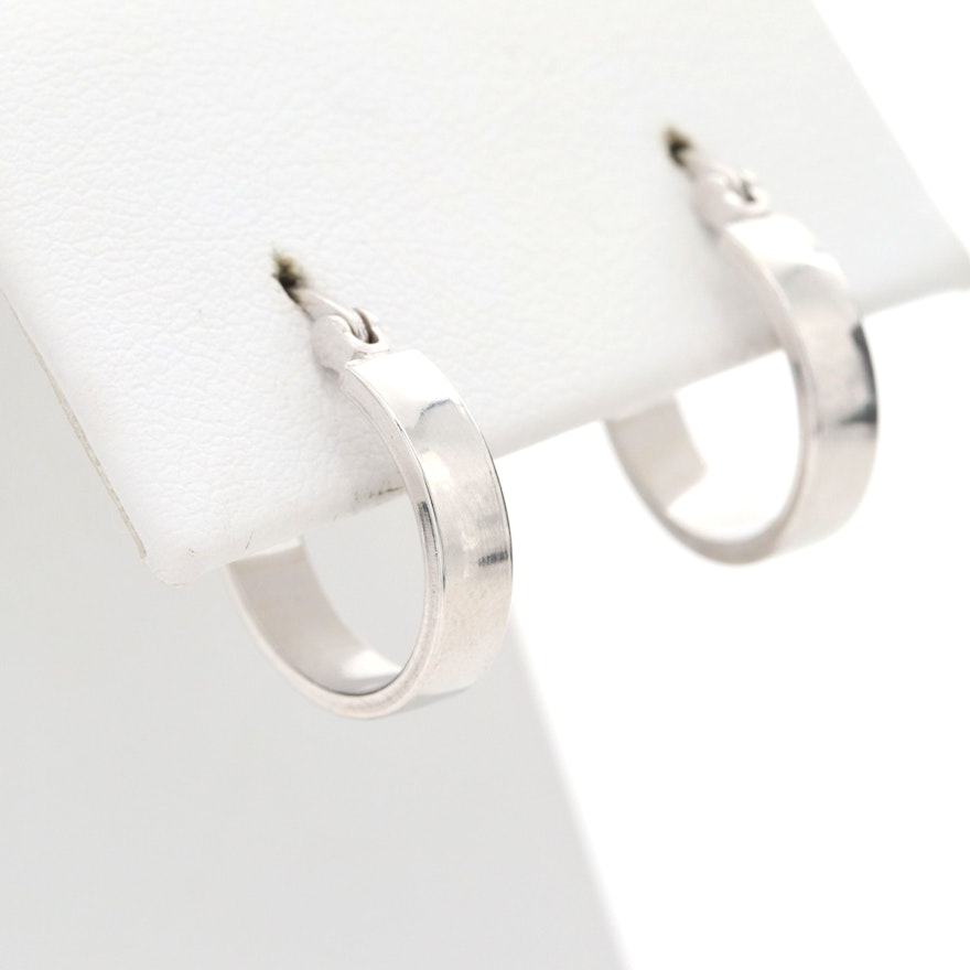 14K White Gold Hoop Earrings