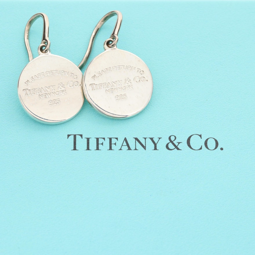 Tiffany & Co. "Return to Tiffany" Sterling Silver Round Tag Dangle Earrings