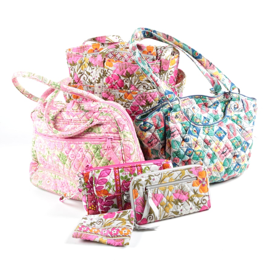 Vera Bradley Quilted Bags Including "Tea Garden" Tote with Wallet and Coin Purse