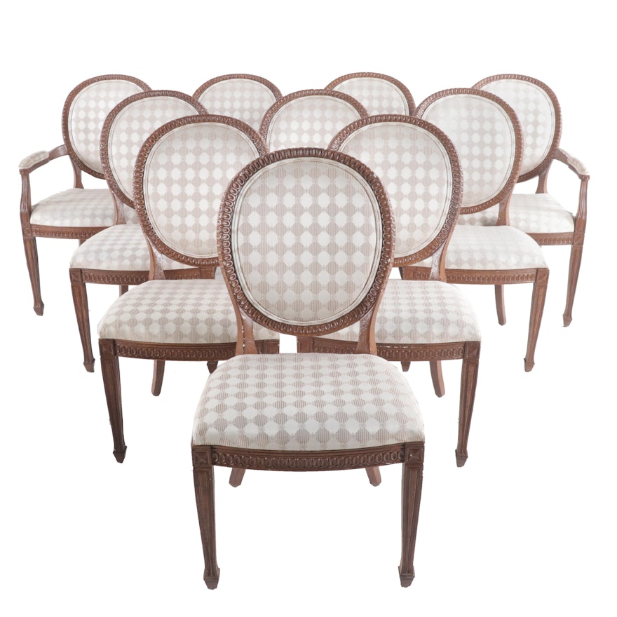 Set of Louis XVI Style Shield Back Dining Chairs By Casa Stradivari