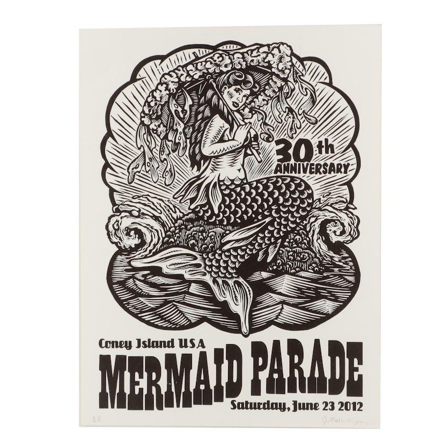 Block Relief Poster "Coney Island USA Mermaid Parade"