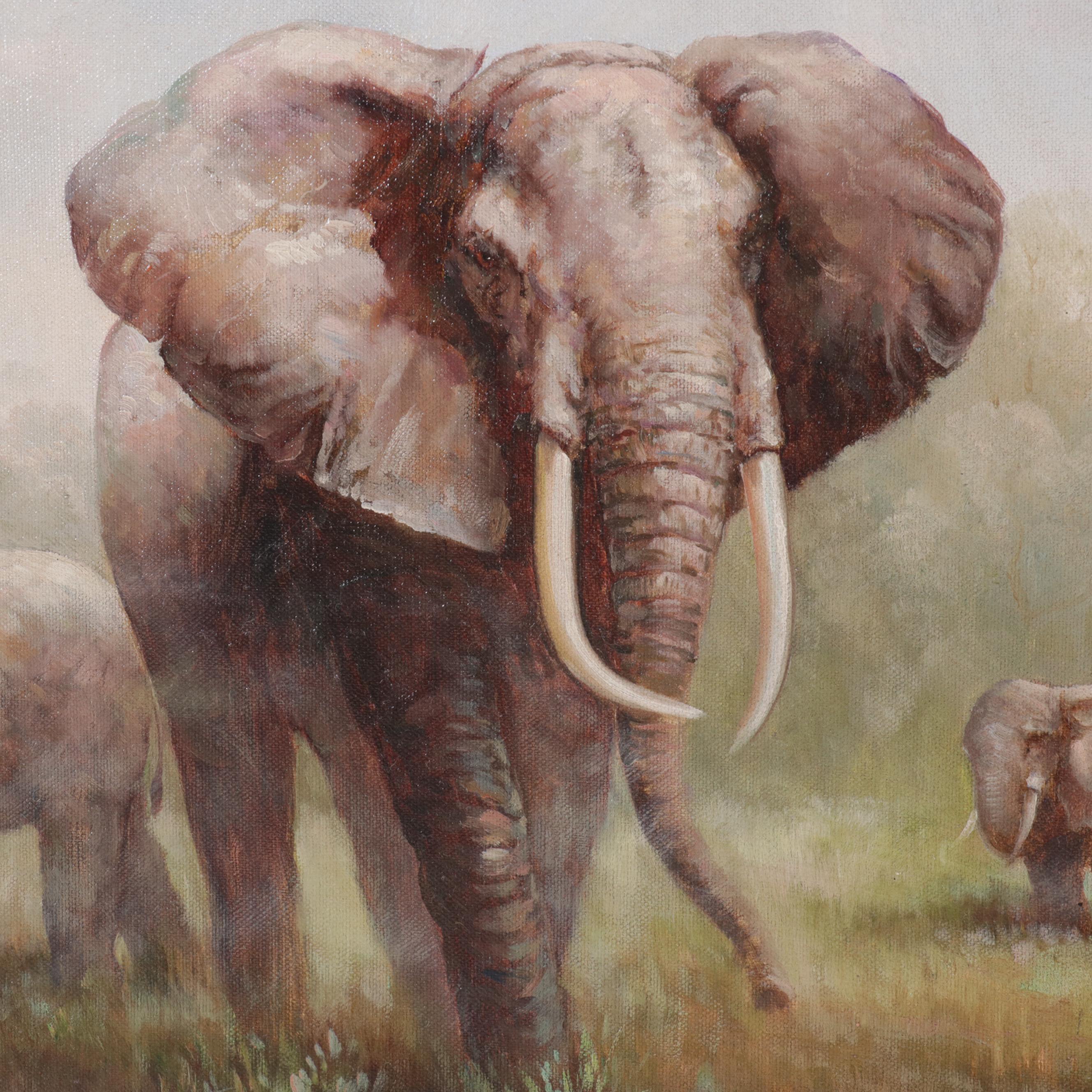 Sam Hunt Oil Painting of Elephants