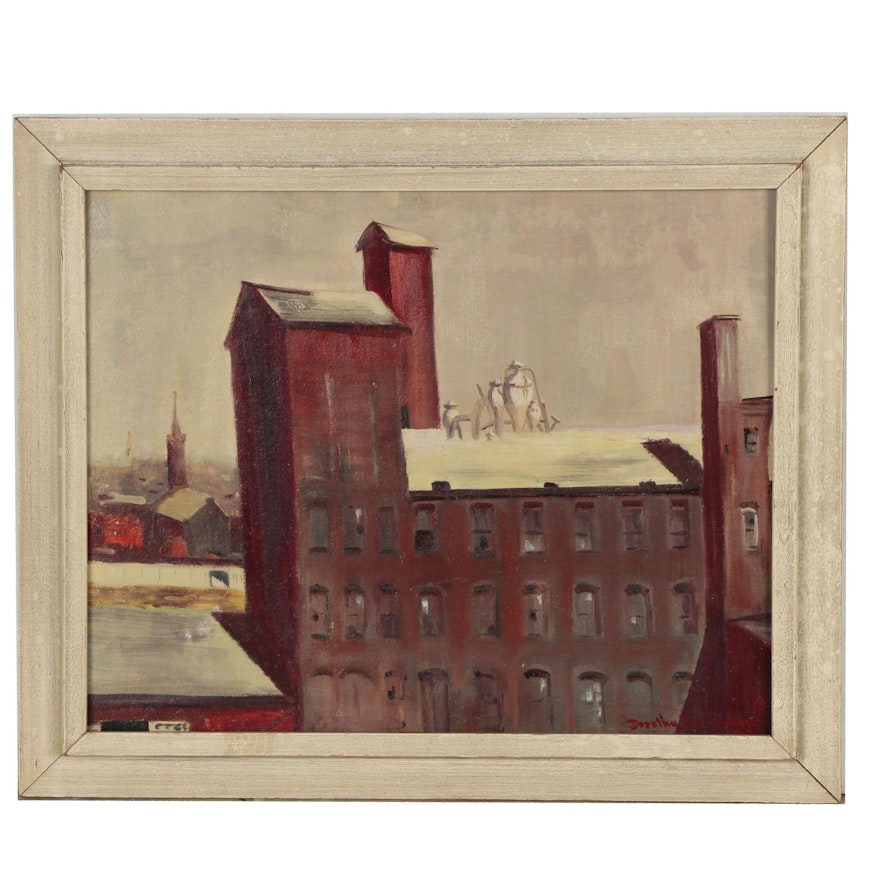 Dorothy Solt Yauger 1954 Oil Painting of Architectural Scene