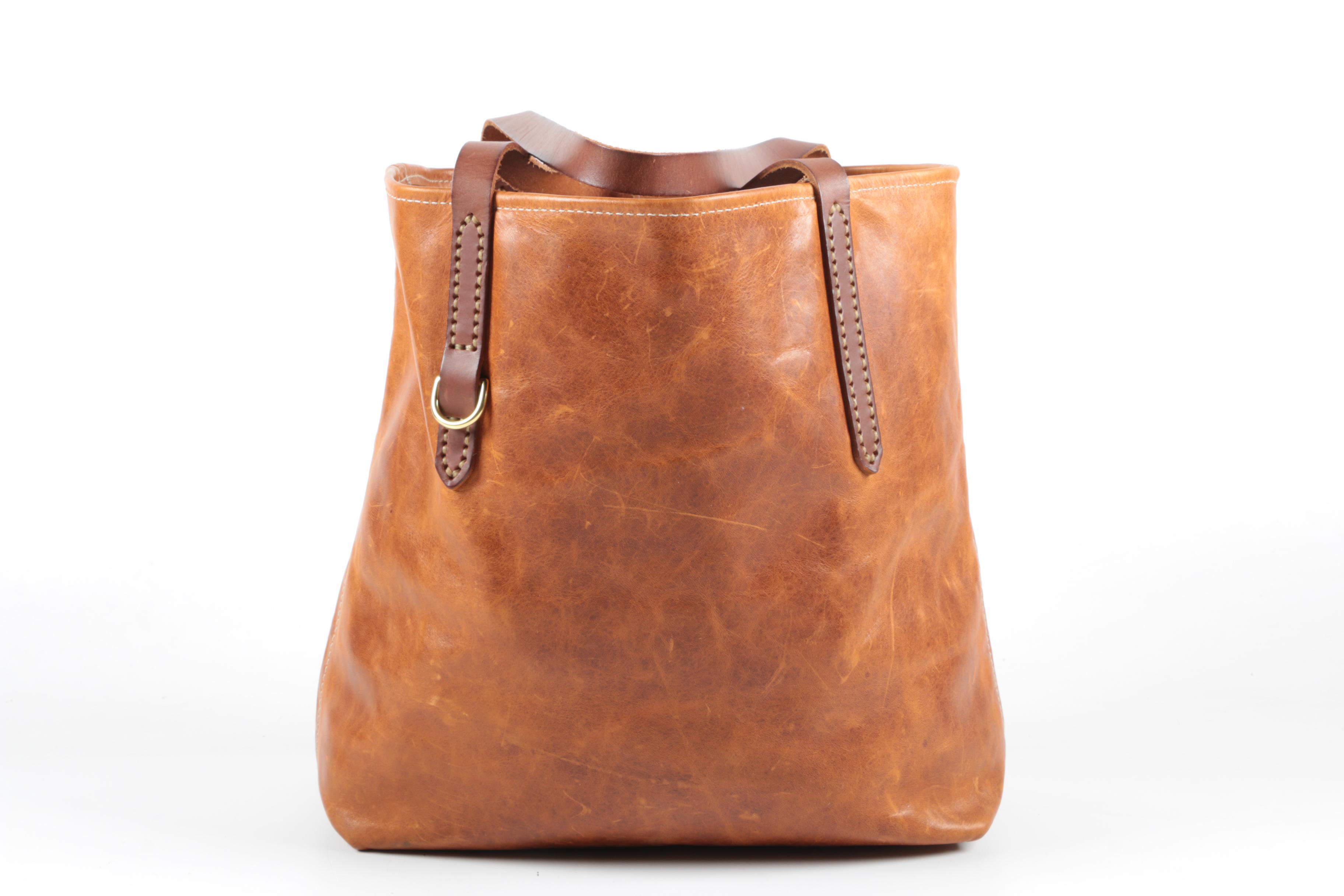 Fount of Cleveland Goldenrod Two-Tone Leather Tote
