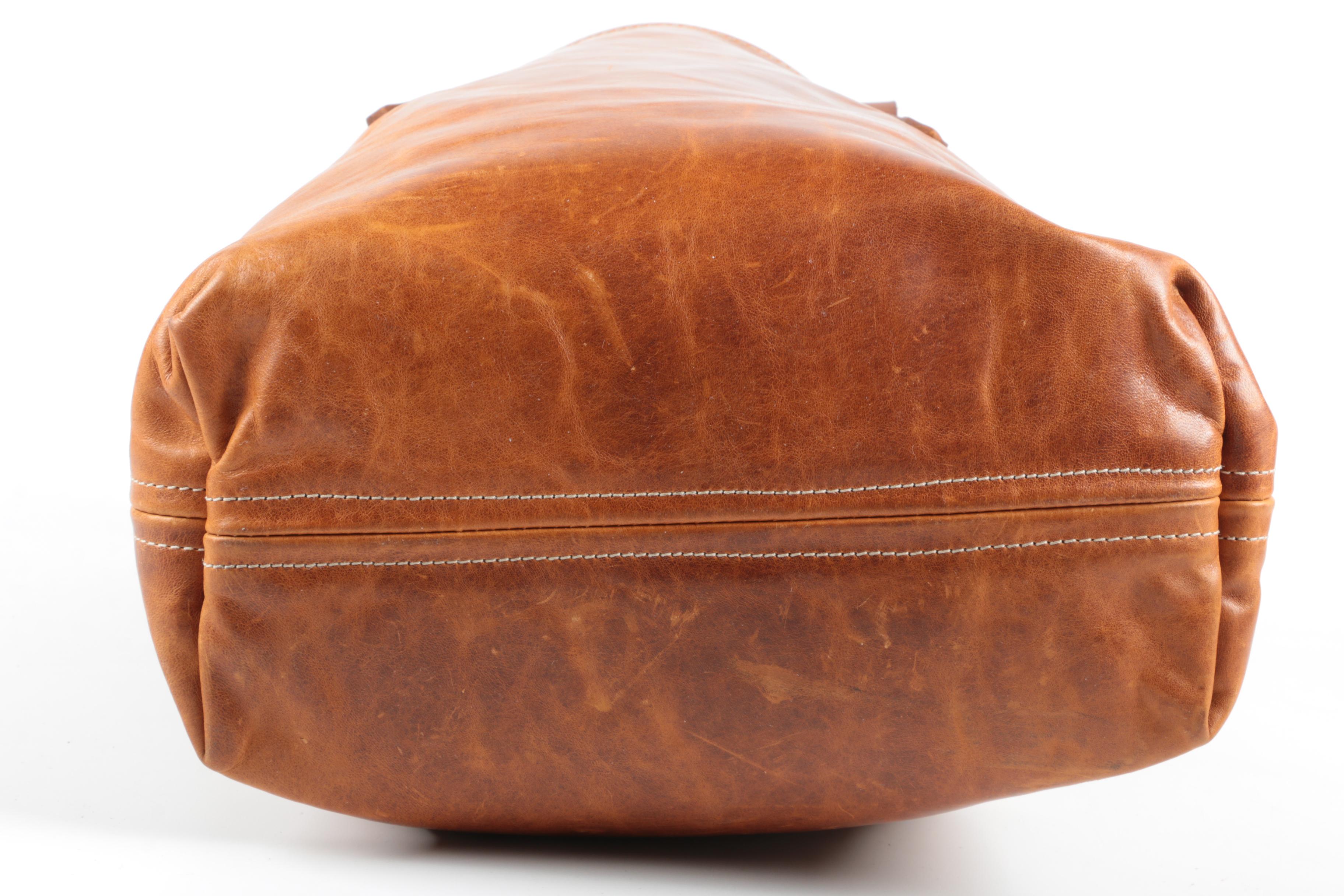 Fount of Cleveland Goldenrod Two-Tone Leather Tote