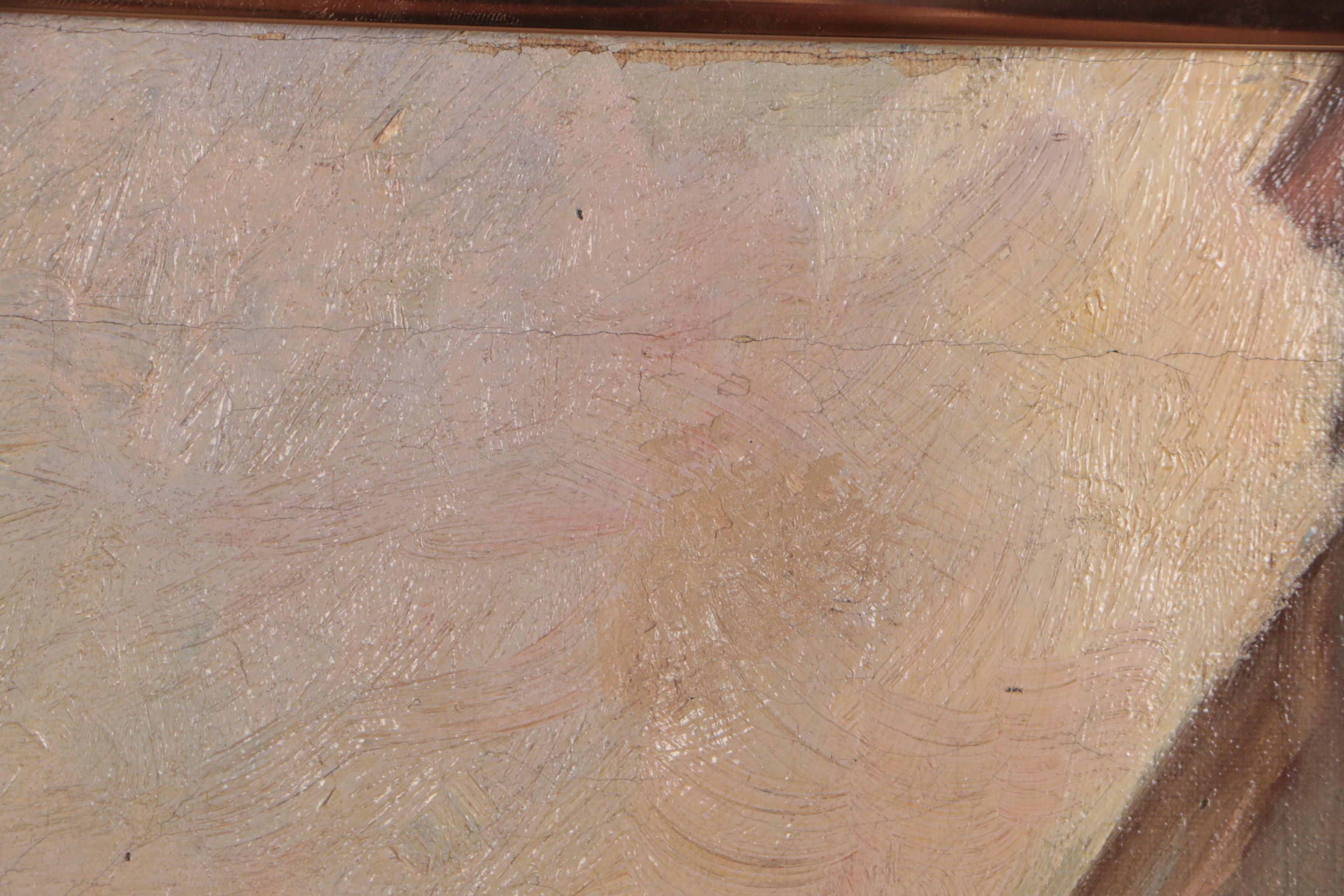 Caroline A. Lord Early 20th Century Oil Painting of Architectural Street Scene