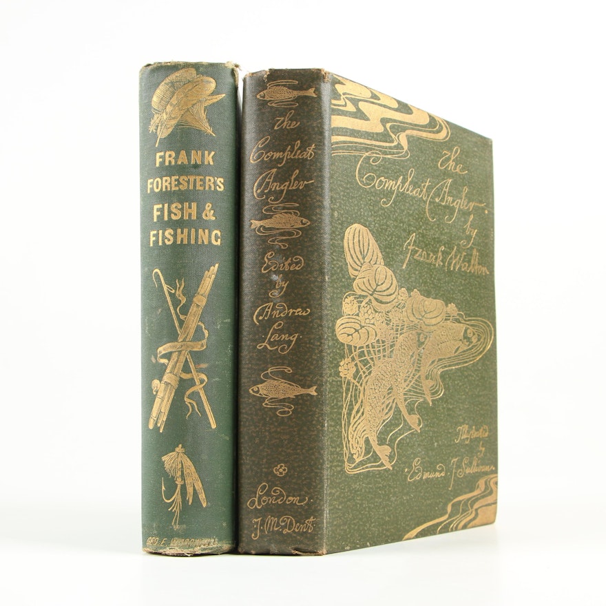 Fishing Books featuring Illustrated "The Compleat Angler" by Izaak Walton, 1896