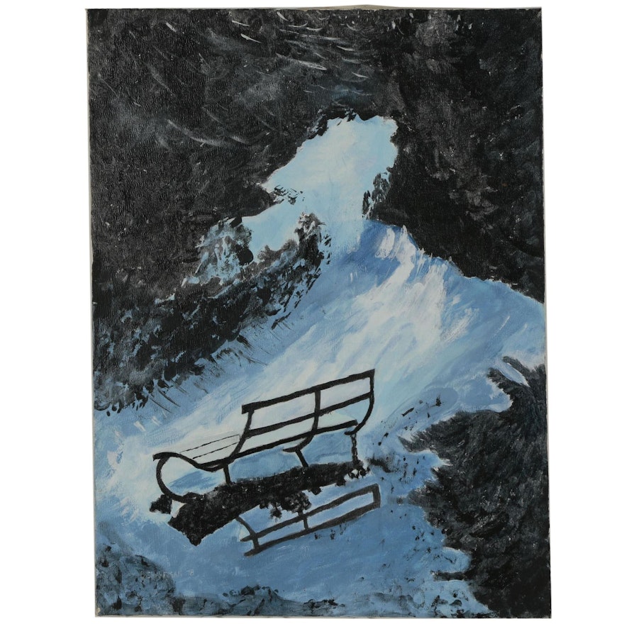 Rebecca Sharfman Acrylic Painting "Benches"