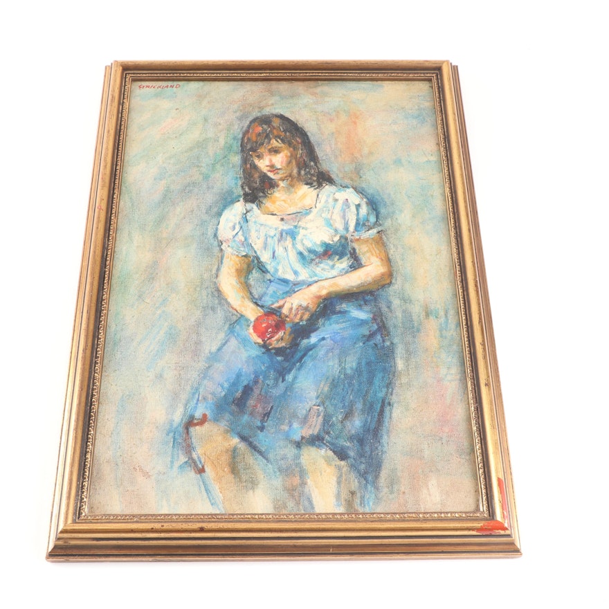 Thomas J. Strickland Figure of a Girl Oil Painting