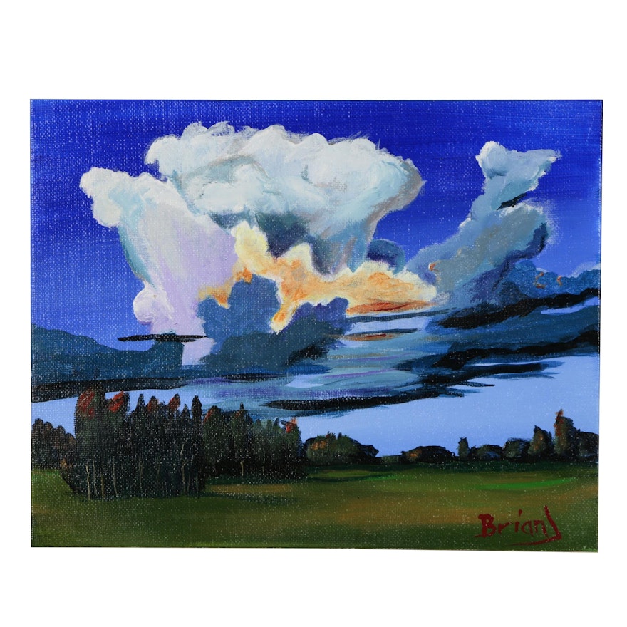 Brian Johnpeer Landscape Acrylic Painting "The Storm Next Door"