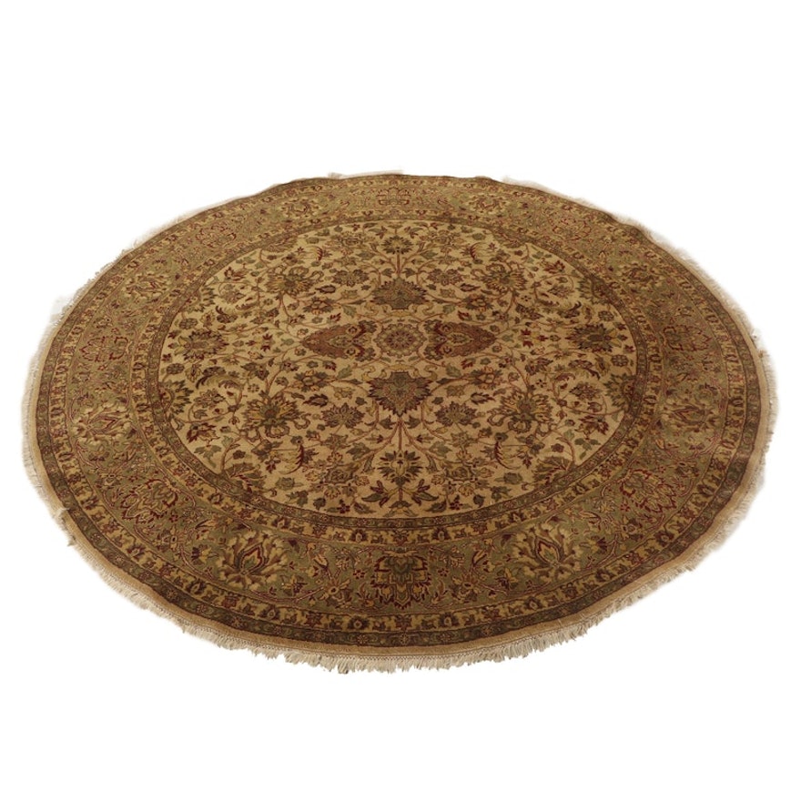 Hand Knotted Indian Chobi Wool Round Area Rug